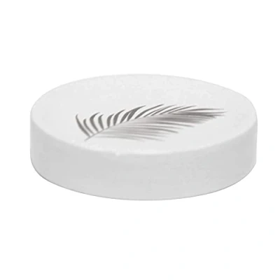 Immagine di Douceur d&#039;Intérieur 1801303 Porta sapone in ceramica, colore: Bianco/Argento, (0) 11,1 x 2,4 cm