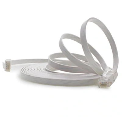 Immagine di 1aTTack.de 2m bianco 1 Stück Cavo di Rete Ethernet Cat6 Piatto Lan Gigabit RJ45 Cat 6 compatibile Cat5 Cat5e Cat7 Cat8