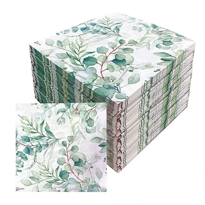 Immagine di 80 Pezzi Tovaglioli di Carta Verdi,Tovaglioli Eucalipto,Tovaglioli Comunione,Decorazioni da Tavolo, Feste, per Matrimoni, Cresime, Baby Shower, Napkins Feste in Giardino