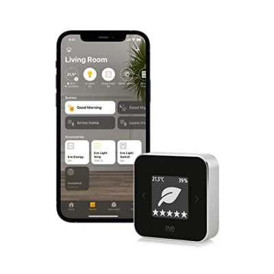 Immagine di Eve Room Sensore di qualità dell&#039;aria interna per monitorare la (VOC), temperatura e l&#039;umidità, tecnologia Apple HomeKit, Bluetooth; Thread