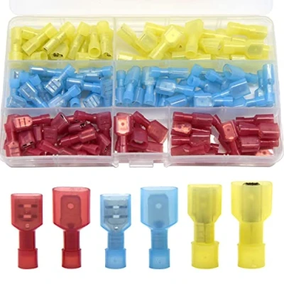 Immagine di Hocansen 110 Pezzi/55 Pairs Connettore Vanga Maschio e Femmina Nylon Connettori Terminali a Crimpare Completamente Isolati Quick Disconnect Elettrico Crimpato (NS/Colour)