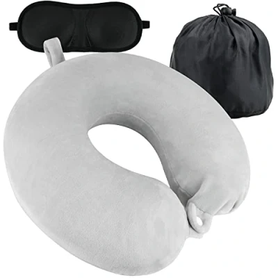 Immagine di Smlper cuscino da viaggio, cervicale in memory foam per viaggi, cervicale, piccolo e portatile, adatto l&#039;uso aerei, treni, auto uffici