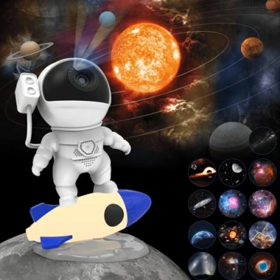 Immagine di CUTEEEE Astronauta Galaxy Star Proiettore Spaceman Luce Notturna con Effetto Nebulosa Stellata, Camera da Letto Soffitto Aurora Comodo Timer e Telecomando, Adatto