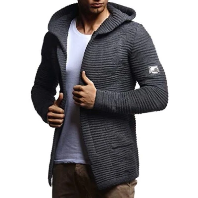 Immagine di Leif Nelson Giacca Uomo in Maglia con Cappuccio Cardigan LN 7180 Antracite Large