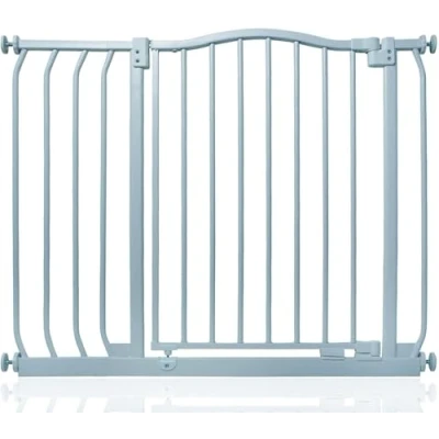 Immagine di Safetots Cancelletto di Sicurezza con Cima Curva, 89cm 98cm, Grigio Opaco, Montaggio a Pressione per Scale, Bambini Porte, Corridoi e Spazi, Barriera