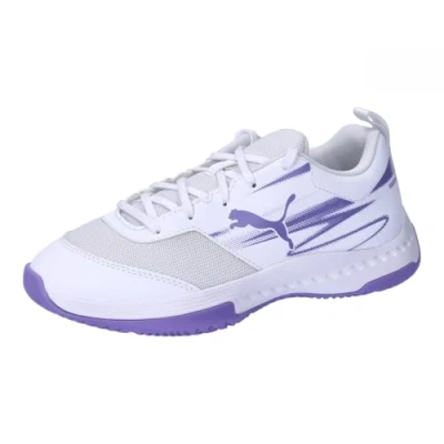 Immagine di Puma Varion II JR Unisex Scarpe da pallamano per bambini, Taglia: 35.5, White/lavender alert Tessuto / sintetico