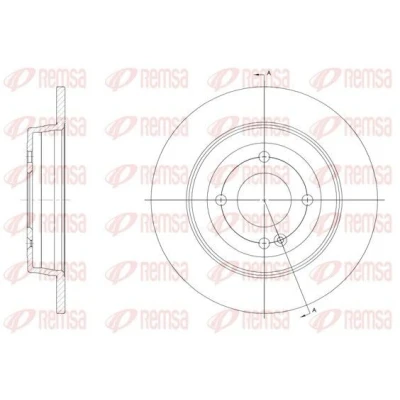 Immagine di REMSA 61570.00 Disco freno Assale posteriore 262, 262 10 4 pieno con bulloni/viti KIA: RIO 3, 3 Stufenheck, HYUNDAI: i20 II Hatchback
