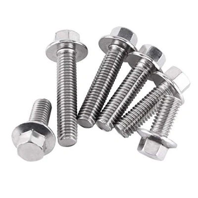 Immagine di Vite all&#039;ingrosso 10pcs M8 in acciaio inossidabile Ss304 Viti flangiate a testa esagonale Bulloni rondella cilindrica(M8*20)
