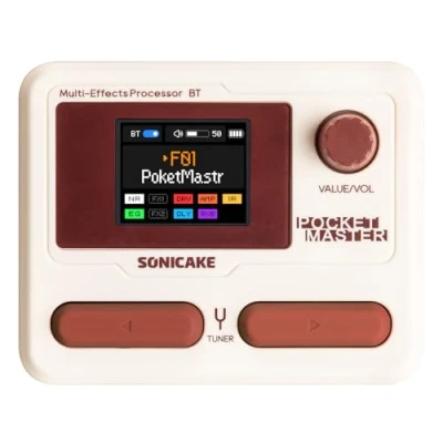Immagine di SONICAKE Multieffetto Pedale per chitarra 9 Moduli effetti 100 Preset 20 Amp/Cab Processore di OTG Interfaccia audio USB BT con APP Pocket Master (Bianco)