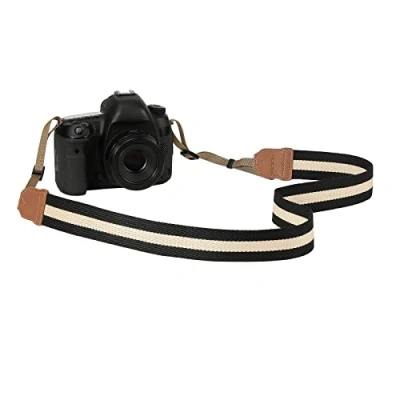 Immagine di MoKo Tracolla Fotocamera, Videocamera in Cotone con Fibbie Regolabili, Accessori Fotocamere, Videocamere Dim da 90 a 158 cm per Nero/Beige