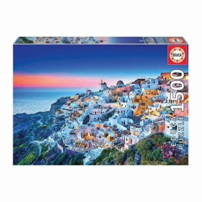 Immagine di Educa Puzzle Da 1500 pezzi per adulti Santorini. Misura una volta assemblato: 85 x 60 cm. Include colla fix puzzle. 14 anni (19040)