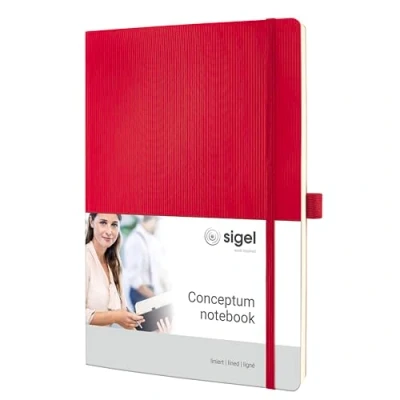 Immagine di SIGEL CO315 Taccuino premium a righe, A4, copertina flessibile, rosso, Conceptum