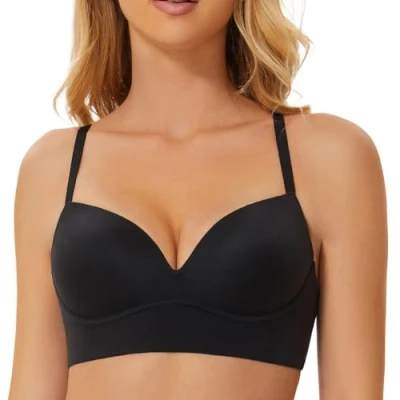 Immagine di MELENECA Reggiseno Push up da Donna Imbottito Senza Cuciture, Ferretto, con Supporto e Sollevamento Schwarz 6D