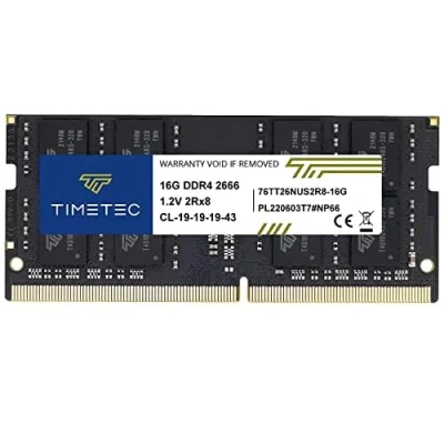 Immagine di Timetec Hynix DDR4 2666MHz PC4 21300 Unbuffered Non ECC 1.2V CL19 2Rx8 Dual Rank 260 Pin SODIMM Laptop Notebook Computer Memory RAM Module Upgrade (16GB)