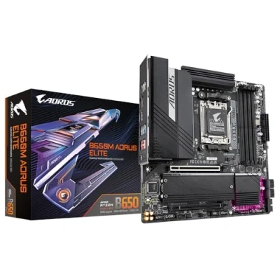 Immagine di GIGABYTE B650M AORUS ELITE Scheda madre Supporta CPU AMD Ryzen 9000, VRM a 12+2+2 fasi, fino 8000 MHz DDR5, 1xPCIe 5.0 + 4.0 M.2, LAN 2.5GbE, USB 3.2 Gen 2x2