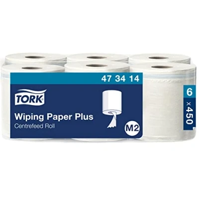 Immagine di Tork 473414 Carta per asciugatura Advanced, compatibile con il sistema M2 (ad estrazione centrale maxi), 2 veli, 1 x 6 rotoli (6 150,7 m), colore bianco
