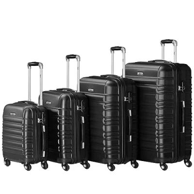 Immagine di set di valigie Zelsius 4 pezzi, nero valigia rigida in ABS con chiusura a combinazione, ruote e divisorio interno mano, rigide trolley, grande