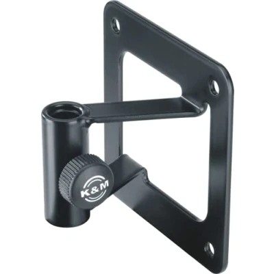 Immagine di K&amp;M 23856 supporto da parete per bracci microfonici nero in acciaio con a bullone e vite di bloccaggio robusto stabile