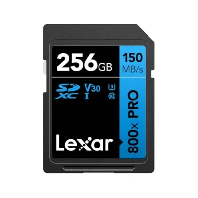 Immagine di Lexar High Performance 800x PRO 256GB Scheda SD, UHS I 150 MB/s Lettura, di Memoria SD V30/U3/C10 per Fotocamere DSLR Fascia Media, Compatte e Videocamere HD(LSD0800P256G BNNAA)