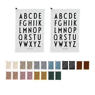 Immagine di Design Letters strofinacci cucina 100% cotone canovacci Asciugamani asciugapiatti Set di 2 decorativi 60x41 cm Stracci da Lavabile Certificato Oeko Tex