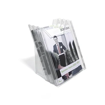 Immagine di Durable 858019 Combiboxx A4 set L, di 3 vaschette porta dépliant da f.to fino a 311x240 mm, tavolo e parete, trasparente