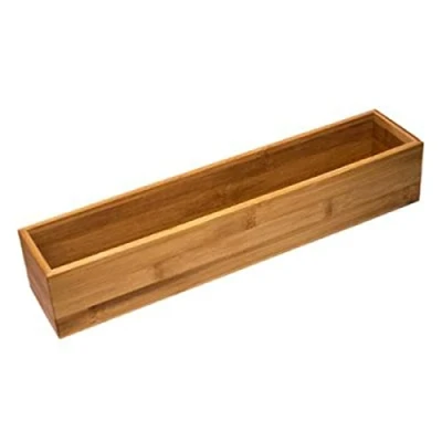 Immagine di Portaposate in bambù naturale, organizer per cassetto da cucina, resistente ecologico, 38 x 8 7 cm