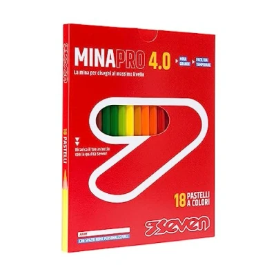 Immagine di Seven Set Matite Colorate Scatola da 18 pz Confezione Pastelli Scuola, Ufficio MINA 4.0 Spazio Etichetta Nome