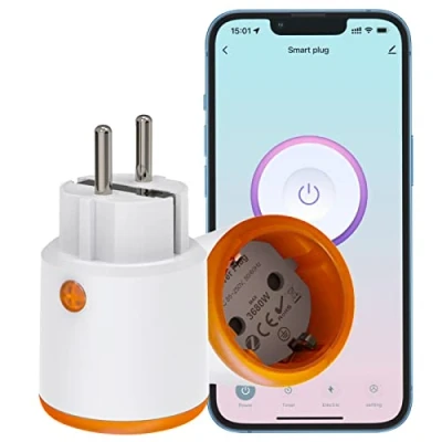 Immagine di PHOVOLT ZigBee Smart Socket 16A, 3680W Alexa Plug con misuratore di potenza, controllo vocale, timer, telecomando dell&#039;app compatibile Alexa, Google Home. HUB Obbligatorio (confezione da 1)