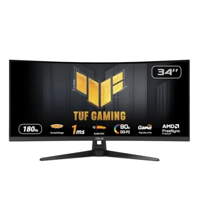Immagine di ASUS TUF Gaming VG34VQ3B Monitor Curvo da 34 pollici WQHD (3440x1440), 180Hz ELMB SYNC, FreeSync Premium, Tempo di Risposta 1ms, 90% DCI P3, DisplayWidget Center