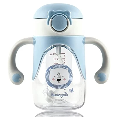 Immagine di 280 ml Training Cup,1 Bicchiere Antigoccia Bambini,con Beccuccio Ergonomico in Silicone,Una Tazza 6+Mesi per Imparare a Bere,Tazza Starter Cup con Manici Antiscivolo e Beccuccio,senza BPA Blu
