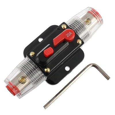 Immagine di EPLZON 20A Interruttore 20 AMP Fusibile Inline Holder 12V 48V DC Pulsante di Reset Manuale per Car Audio Amplificatore Suono Sistema RV Casa Marine Boat Truck