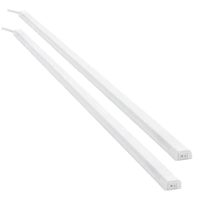 Immagine di SEBSON® 2x LED sottopensile con interruttore e prese, luce cucina, 80cm, 12W, 1000 lumen, bianco neutro 4000K, 230V, IP20, 24x13x800mm