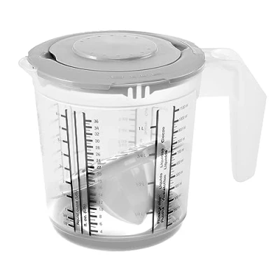 Immagine di keeeper Misurino 4in1, Con Paraschizzi e Spremiagrumi, Base Antiscivolo, 1 L, Matteo, 14 x 15 cm, Nordic Grey (Grigio)