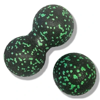 Immagine di set di palline fasciali (palla singola + pallina peanut Lacrosse), palla massaggiante arachidi, per colonna vertebrale, piedi, collo e schiena, massaggio profondo, rilascio punti trigger