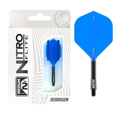 Immagine di RED DRAGON Freccette Nitro Flite Integrated Flight &amp; Shaft System N. 2 forma e design colore nero blu, lunghezza media
