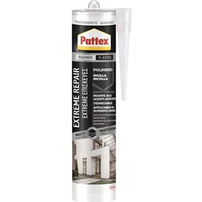 Immagine di Pattex Extreme Repair, Sigillante Elastico, Sigilla e Incolla per interni ed esterni, Multimateriale ad Elevate Prestazioni, polimerico Trasparente, Cartuccia da 280ml