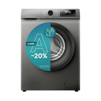Immagine di Hisense WF1Q8041BT Lavatrice A Carica Frontale 8 Kg, 1400 rpm, Classe energetica 20%, 15 Programmi, Vapore, Display LED, Programma Rapido, Partenza Ritardata, Child Lock, Titanium Metallic