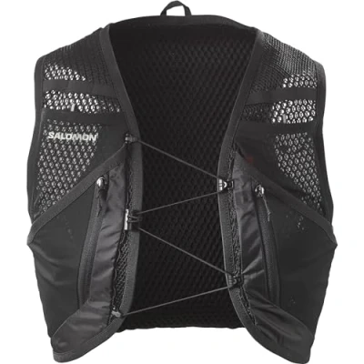 Immagine di Salomon Active Skin 12 No Flasks Gilet Unisex da Corsa, Facilità di Idratazione Trail Running Escursionismo MTB, Fit preciso, Tasche e scomparti ottimizzati, Nero, XS