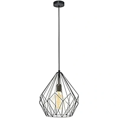 Immagine di EGLO lampada a sospensione Carlton, uno punto luce vintage, retrò in acciaio, nero, attacco E27