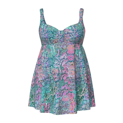 Immagine di Ulla Popken Python À Bonnets Souples ET Bretelles Ajustables Costume da bagno, Donna, Taglia: 48, Light caribbean green