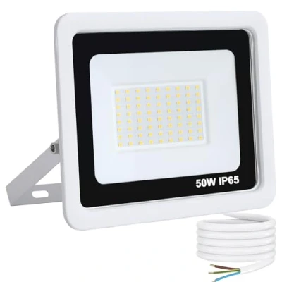 Immagine di Mille Lucciole Faro LED Esterno 50W 5000LM 72 leds 4500K Bianco Neutro,Faretto da IP65 Impermeabile,Faretti Esterni adatto Giardino Terrazza Garage Patio【Guscio Bianco】