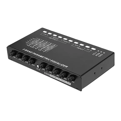 Immagine di Dyspnea Equalizzatore Audio per Un 5 Bande, Grafico Amplificatore Regolabile Bande Interruttore di Selezione Ingresso CD/AUX, Nero