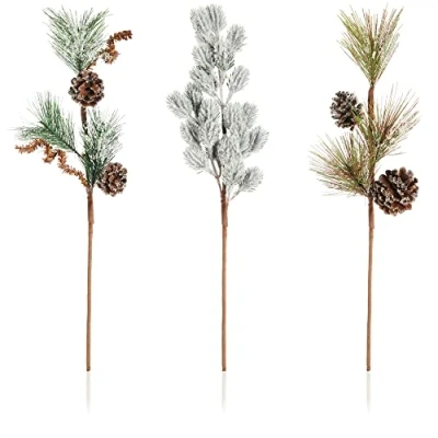 Immagine di com four® 3X composizioni Decorative, ramoscelli Come fantastiche Decorazioni Natalizie, bellissime per la Stanza, Anche ghirlande e Floreali (Argento Molto Grande)