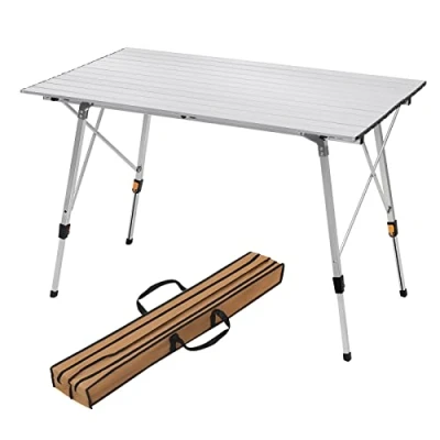 Immagine di WOLTU Tavolo da Campeggio Pieghevole Portatile in Alluminio per Picnic Giardino Altezza Regolabile 120x68,5x59/78,5 cm Argento CPT8132sb