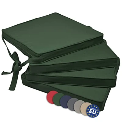 Immagine di Beautissu Cuscini per sedie in Set da 4 unità Loft SK 45x40x5 cm Comodi e Resistenti con Pratico Laccio Verde
