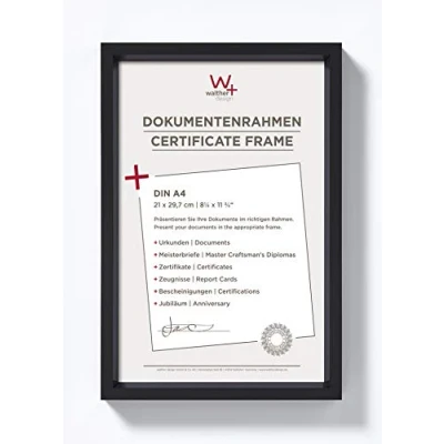 Immagine di walther design nera 21 x 29,7 cm (DIN A4) con passe partout, cornice in plastica Steel Style ES130B