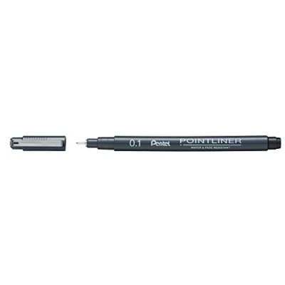 Immagine di Pentel S20P Pointliner Feltro tecnico a pigmenti, punta 0, 1 mm, colore: Nero