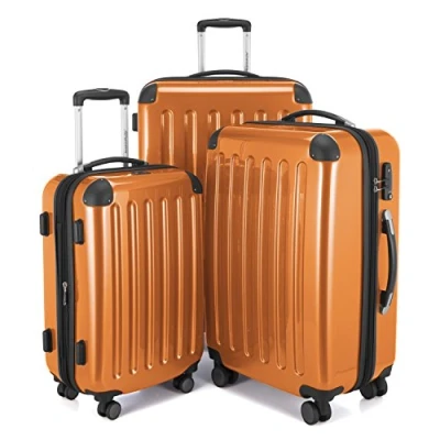 Immagine di HAUPTSTADTKOFFER Alex Set di 3 valigie, TSA, Nero brillante, (S, M &amp; L), 235 litri, Colore Arancione