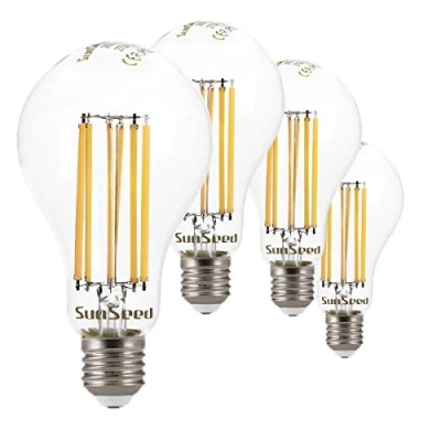 Immagine di SunSeed 4x Lampadina E27 Filamento LED 16W Goccia A75 2300 Lm Luce Calda 2700K