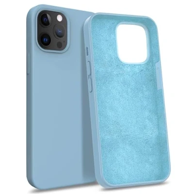Immagine di MyGadget Custodia per iPhone 12 Pro Hardcase con Strato Microfibra &amp; Cover Silicone Resistente Protezione Antigraffio Antiurto Celeste